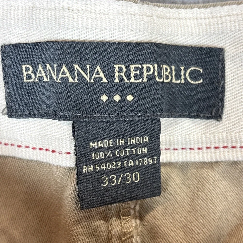 Banana Republic Men's Khaki Tan Chino Pants 33/30 Preppy Casual Flap Pockets Y2K